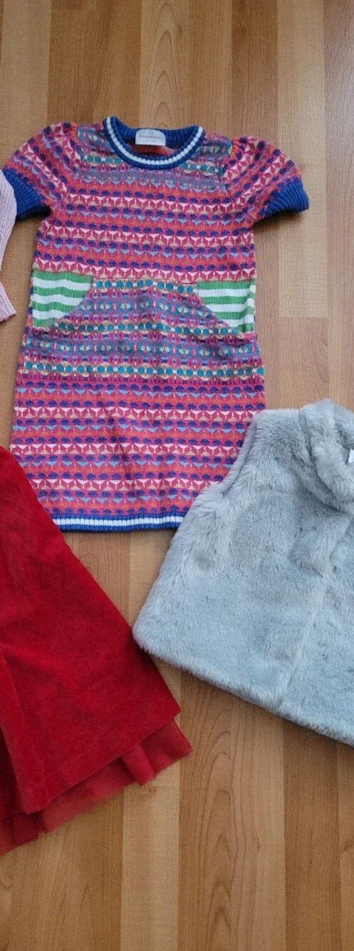 Catrer's Girl 4T Clothes Lot of 4 pcs, Pink Cardigan, velvet & Knit dress, Vest